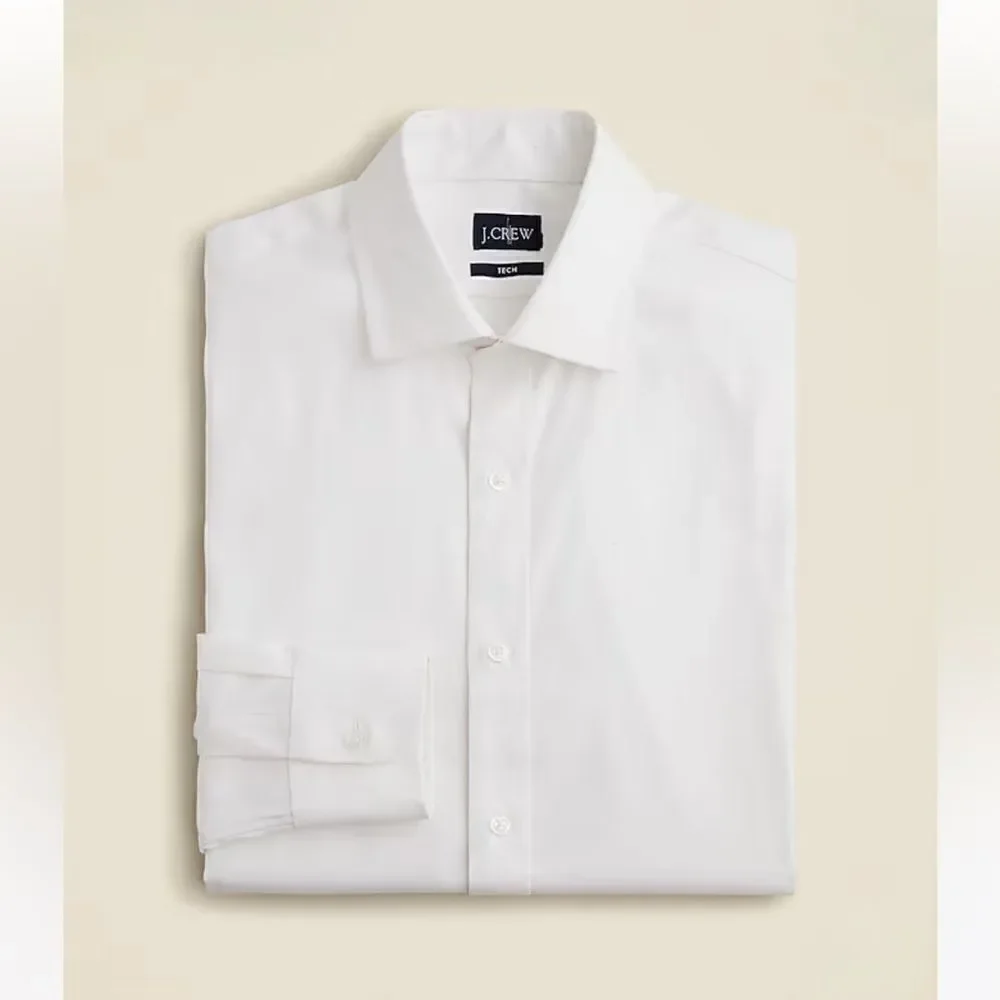 NWT J CREW Bowery performance stretch dress shirt with spread collar in white